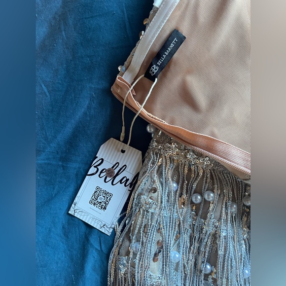 Bella Barnett Sorel Pearl Sequin Tassel Mini Dress-Size Medium - Picture 3 of 7